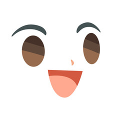 vector hand drawn flat design kawaii face on white