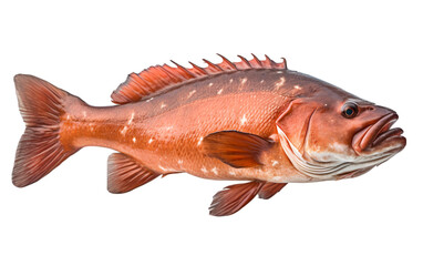 Fototapeta premium Fresh Grouper Fish Real Image Isolated on White Background