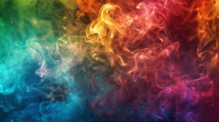 The colorful smokes seem to come alive swirling and dancing in a beautiful rainbow symphony. - obrazy, fototapety, plakaty