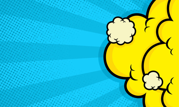 Comic blue background with yellow cloud