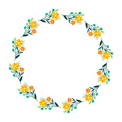 Vector hand drawn spring floral frame on white