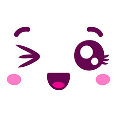 Vector hand drawn flat design kawaii face