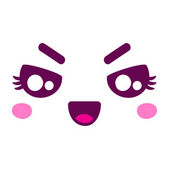 Vector hand drawn flat design kawaii face
