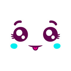 Vector hand drawn flat design kawaii face