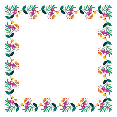 Vector hand drawn spring floral frame on white