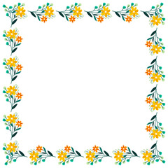 Vector hand drawn spring floral frame on white