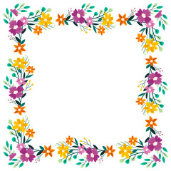 vector hand drawn spring floral frame concept