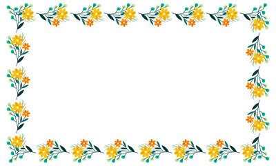 Vector hand drawn spring floral frame on white