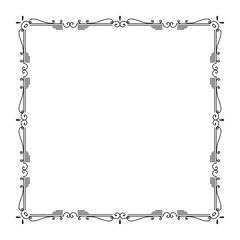 vector hand drawn ornamental frame on white background