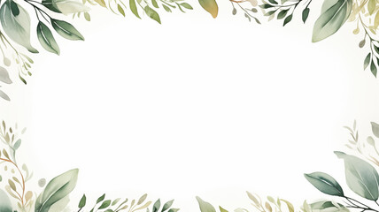 Collection of green watercolor foliage plants clipart on white background. Suitable for wedding invitations, greeting cards, frames and bouquets. - obrazy, fototapety, plakaty