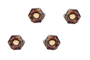 There were old screws and nuts screwed to the wall, which looks artistically cool - on isolated transparent background.