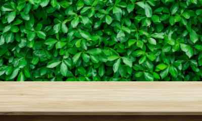 horizontal table with leaves behind