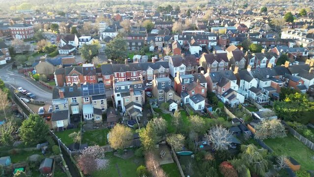 High Angle View of Central Leighton Buzzard Town of England UK. March 29th, 2024