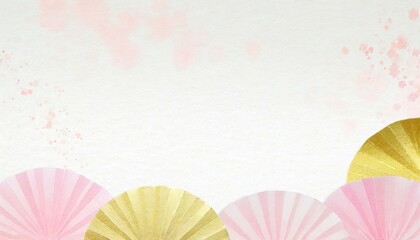 春をイメージした美しい和紙、和、和風の背景素材	（白、ピンク、金色ベース）
