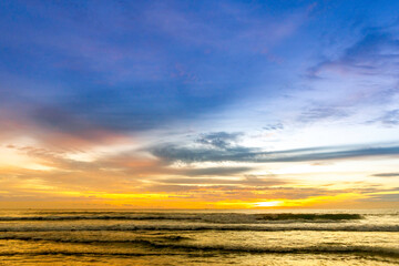 Sunset sky clouds over sea in Phuket Thailand, Amazing nature landscape seascape Colorful sky background