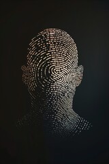 A man's head is shown in a close up with a fingerprint on it