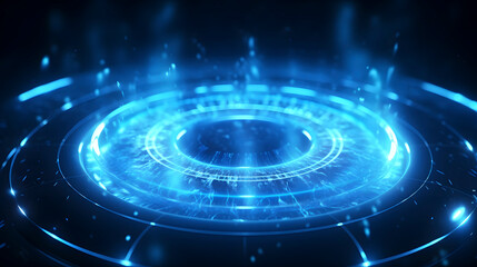 Digital technology blue glowing circle scene abstract graphic poster web page PPT background