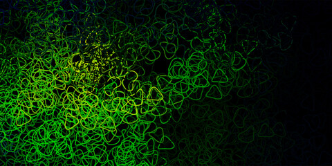 Dark blue, green vector texture with memphis shapes.