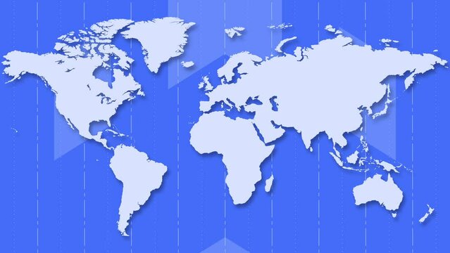 Flat world map background with animated loop animation blue world map earth animated textured