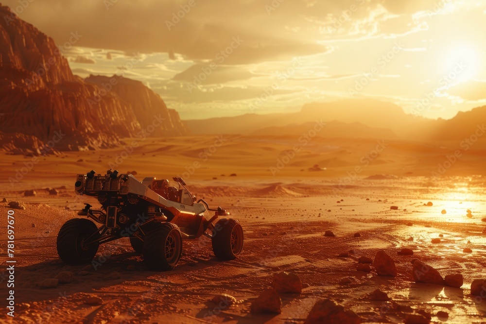 Poster mars rover. background with selective focus and copy space