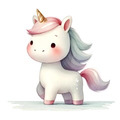 Unicorn Standing Side View Isolated Illustration
