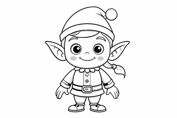 cute elfcartoon character outline silhouette vector art illustration