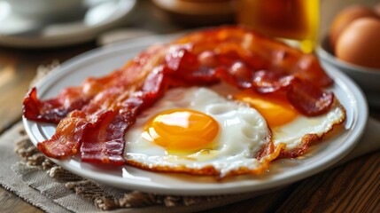 Traditional breakfast, eggs and bacon generative ai