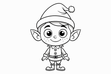 cute elfcartoon character outline silhouette vector art illustration