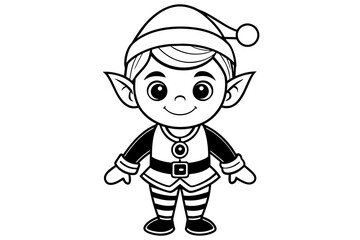 cute elf cartoon character outline silhouette vector art illustration