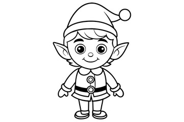 cute elf cartoon character outline silhouette vector art illustration