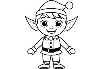 cute elf cartoon character outline silhouette vector art illustration