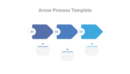 Arrow process infographic with three steps.