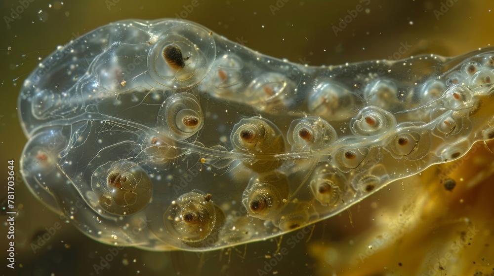 Poster an image of a gravid pregnant female rotifer with several developing eggs visible within its body. t
