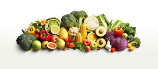fruits and vegetables white background