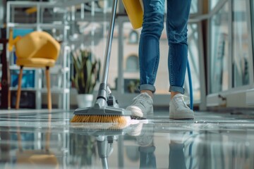 Mopping floors with foam