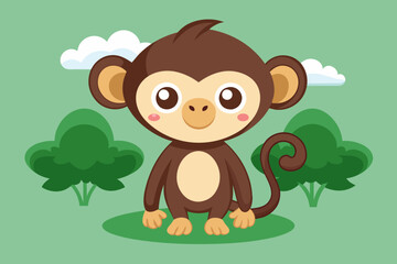 Obraz na płótnie Canvas Cute monkey silhouette vector art illustration