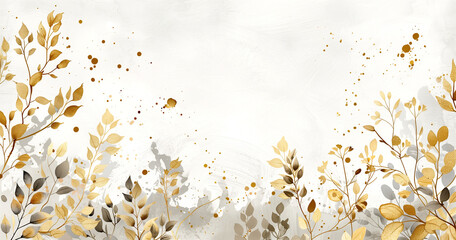 Golden leaves on a white backdrop, in the Japanese style, for your design.
