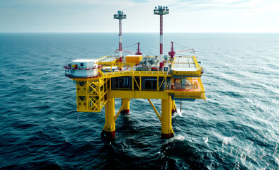 Oil Rig Drilling Platform in the Ocean - 781708482