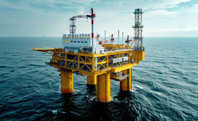 Oil Rig Drilling Platform in the Ocean - 781708494