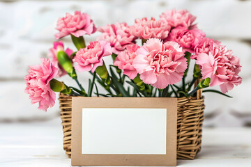 Pink carnation flowers bouquet for happy mother day