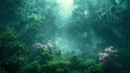 Obraz premium Digital glass futuristic forest poster background