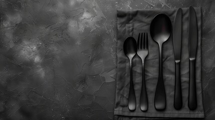 Four forks and two spoons on napkin
