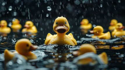 rubber duck business leader in the sea generative ai - obrazy, fototapety, plakaty