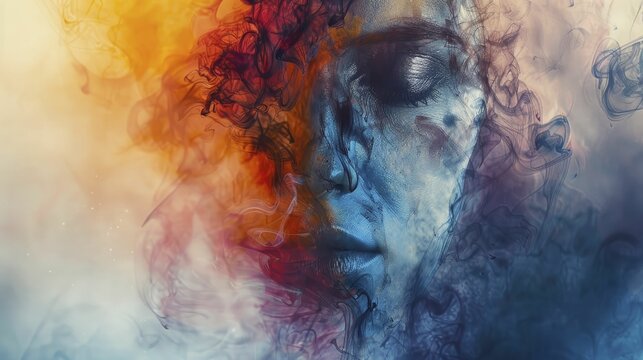 A being made from watercolor, with a body that bleeds into the background, and eyes that paint your soul, in an artistic portrait photography style.