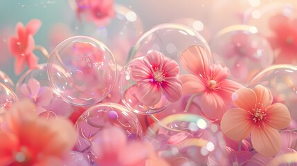 Digital pink balloon glass flower poster web page PPT background
