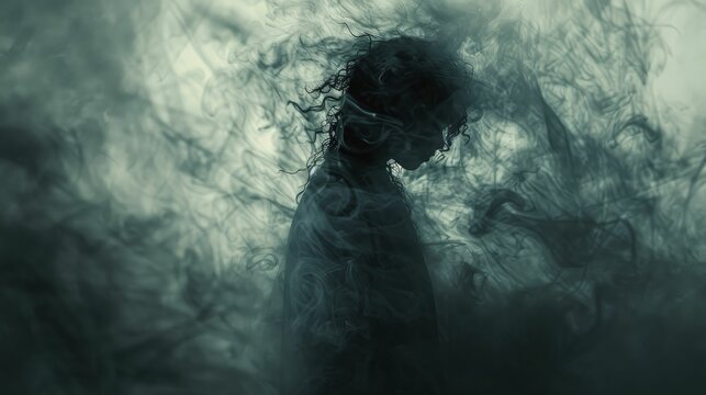 Capturing the essence of forgotten stories, a mysterious presence lingers in the eerie embrace of shadows and whispers.