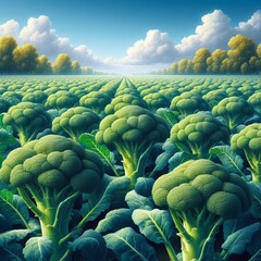 Broccoli garden, broccoli fields, green broccoli flower - obrazy, fototapety, plakaty