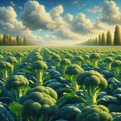 Broccoli garden, broccoli fields, green broccoli flower - obrazy, fototapety, plakaty