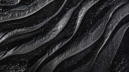 Black sand waves as background. Panaroma Sand texture. abstract texture line wave. Sand Waves Abstract Black and White background. - obrazy, fototapety, plakaty