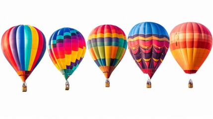 colorful hot air balloons isolated on white background